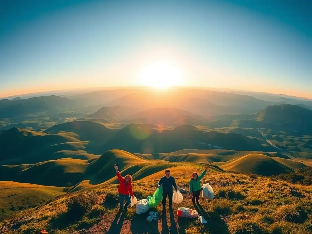 A panoramic view of a pristine natural landscape, showcasing the positive impact of GreenWild's cleanup efforts. The image represents the organization's vision for a cleaner, greener future.